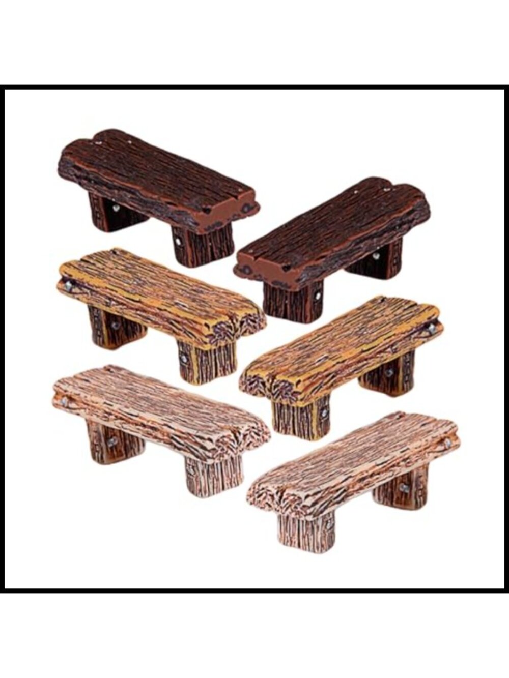 6Pc Mini Resin Stool Model Imitation Wood Ornaments Fairy Garden